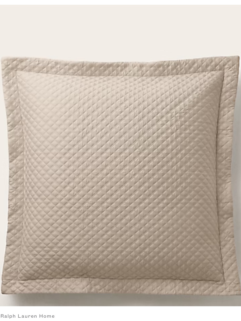 Ralph Lauren Home TWO Argyle Quilted Sateen Shams, Coastal Sand, Euro Size,NEW